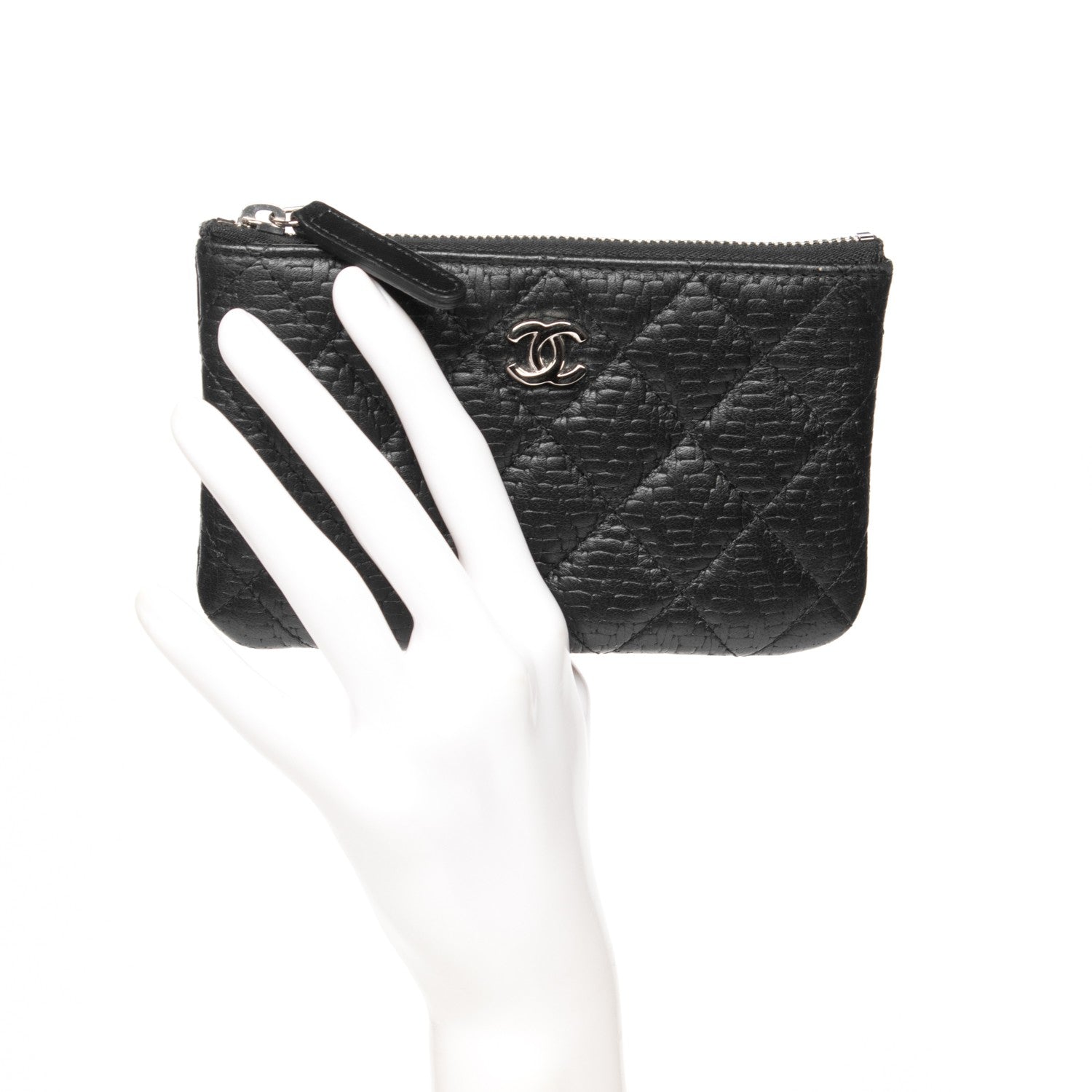 Chanel Woven Lambskin Quilted Small Cosmetic Pouch Black 2 of 6