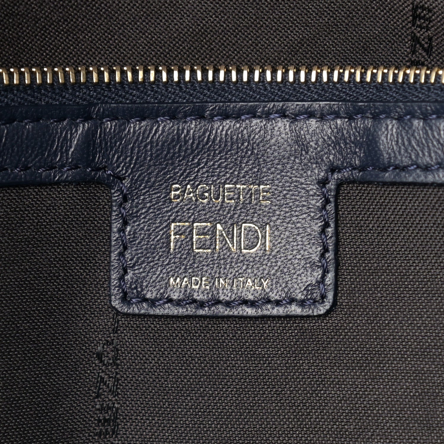 Fendi Nappa FF 1974 Embossed Baguette Midnight 6 of 9