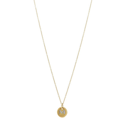 David Yurman 18K Yellow Gold Diamond Initial M Charm Necklace 1 of 4