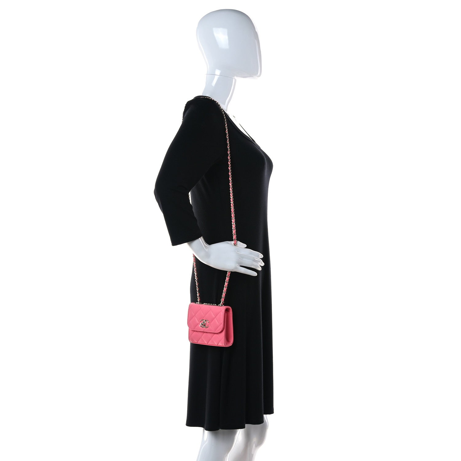 Chanel Lambskin Quilted Mini Trendy CC Clutch With Chain Coral Pink 2 of 7
