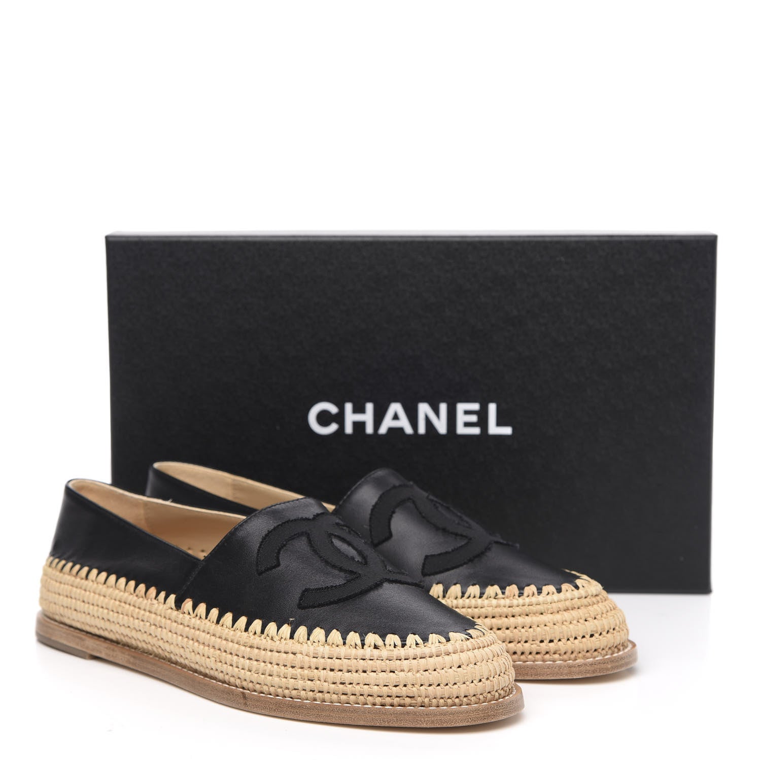 Chanel Lambskin Grosgrain CC Espadrilles 39 Black 10 of 10