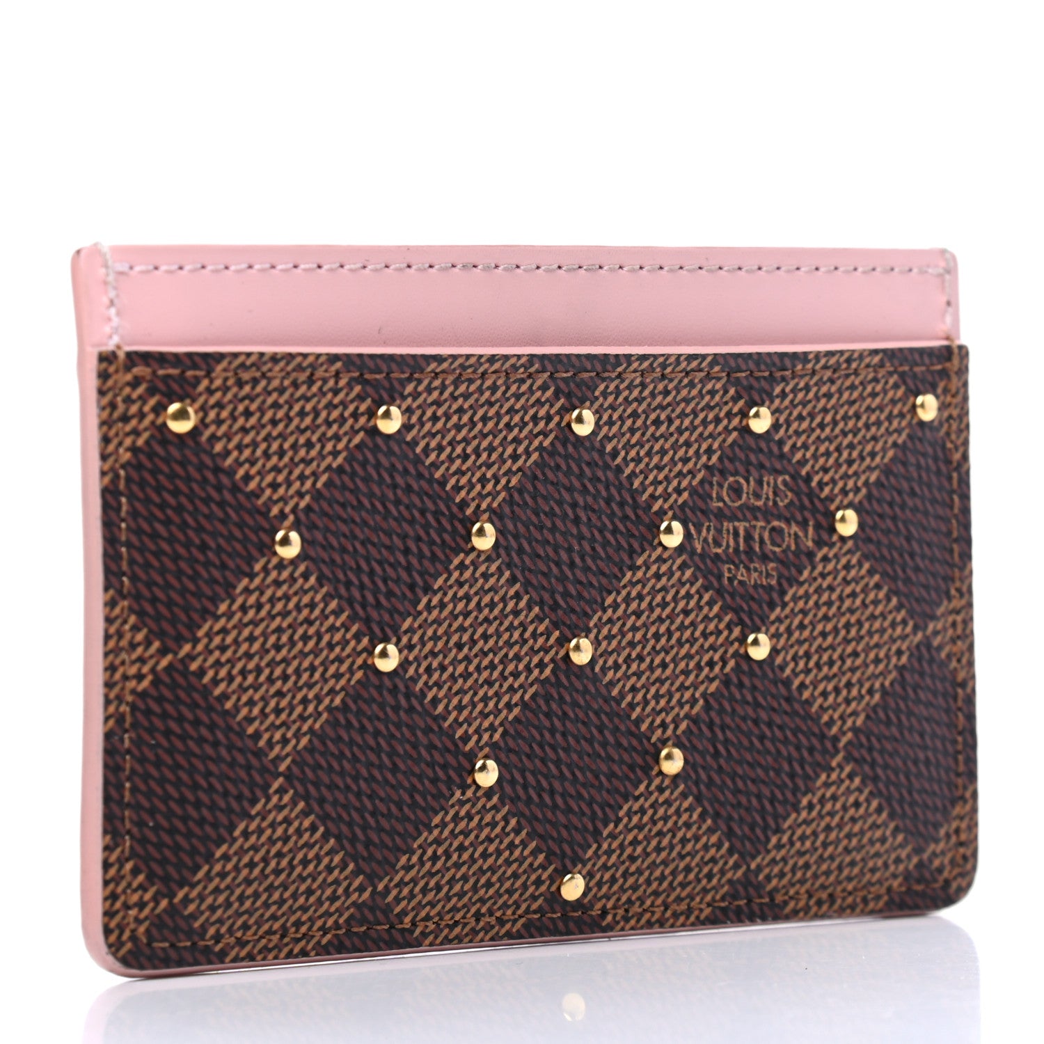 Louis Vuitton Damier Ebene Studded Card Holder Rose Ballerine 2 of 5