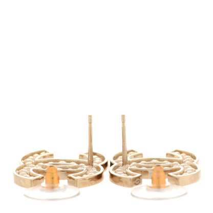 Chanel Crystal Timeless CC Earrings Light Gold 3 of 5