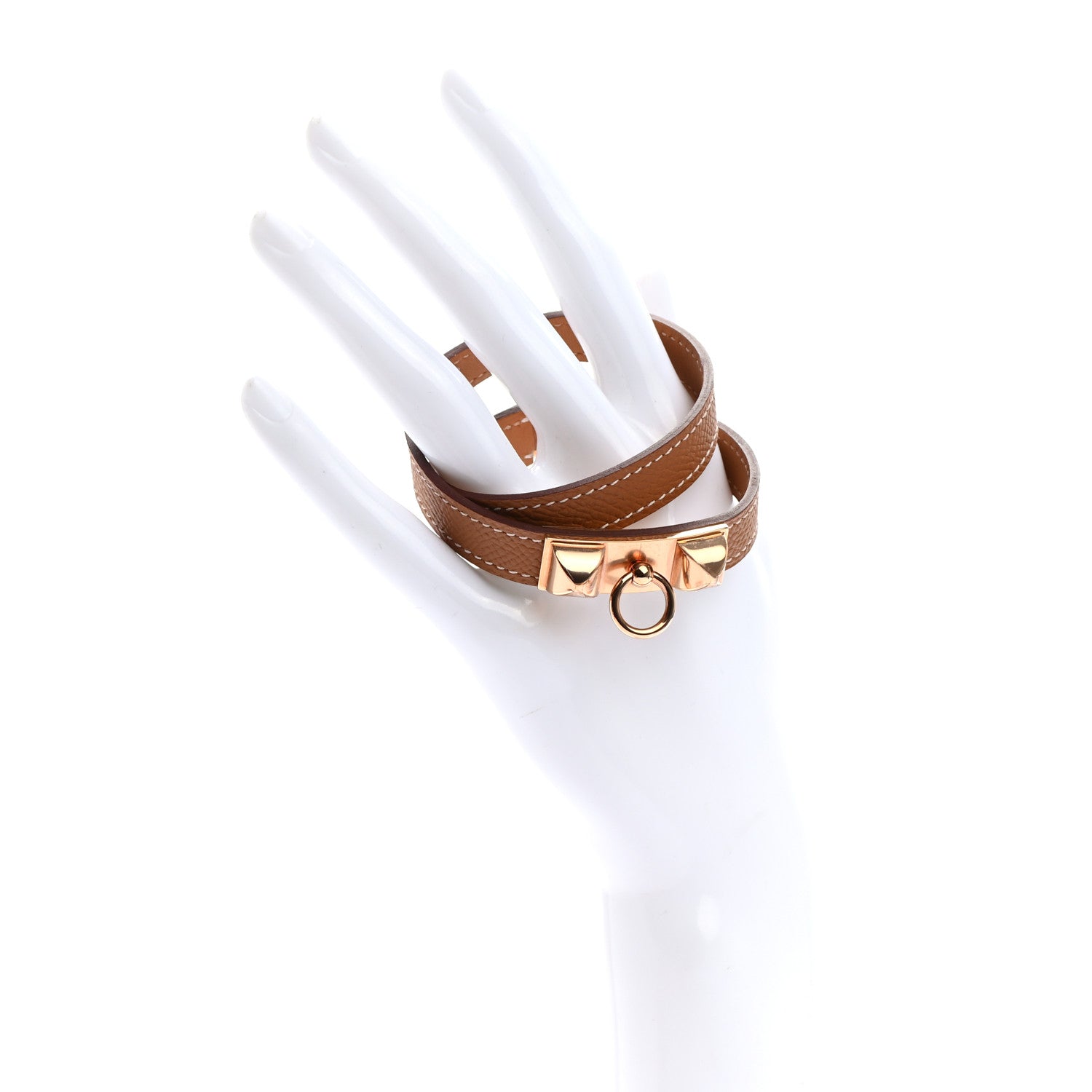 Hermes Epsom Rivale Double Tour Bracelet T3 Gold 2 of 6