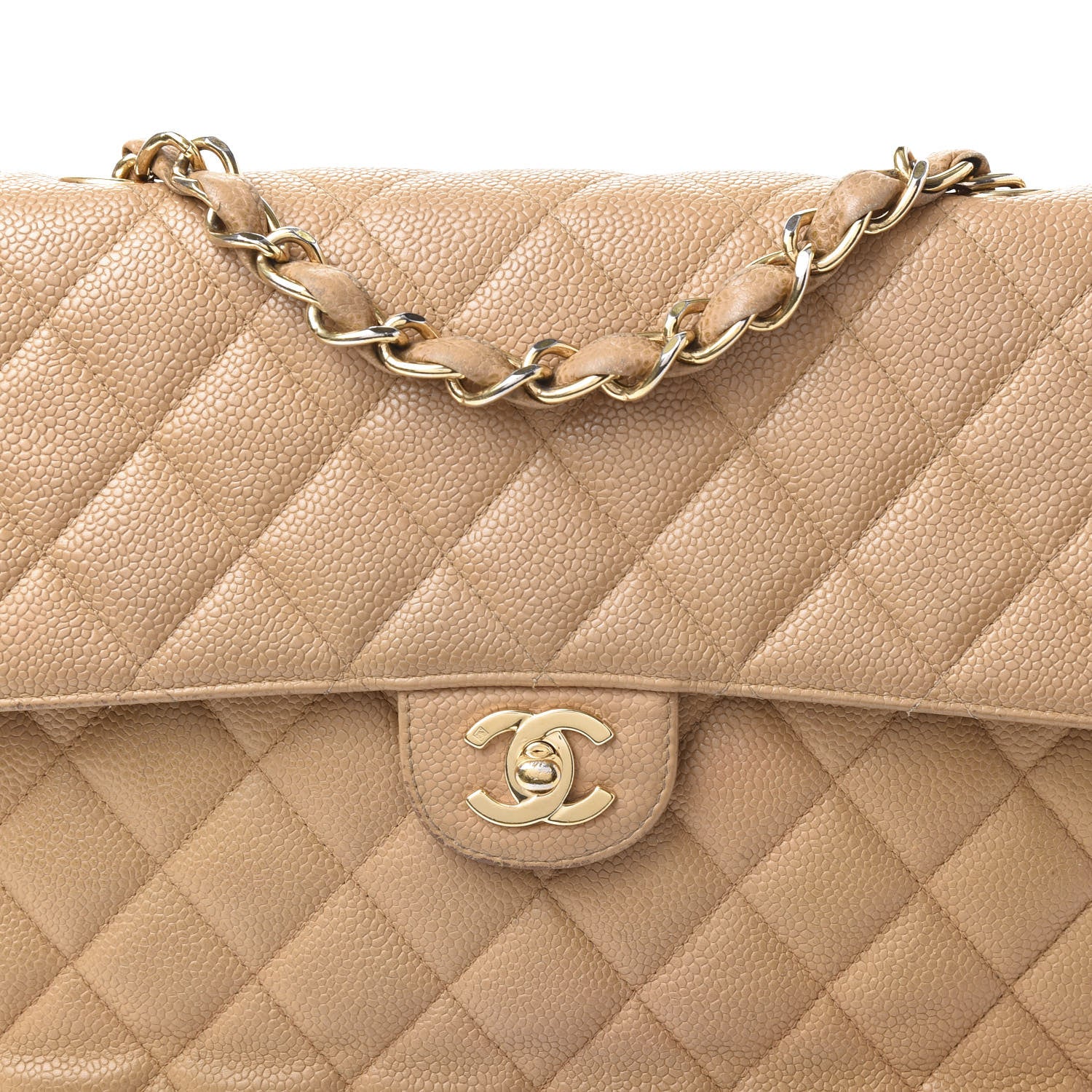 Chanel Caviar Quilted Jumbo Single Flap Beige 9 of 10