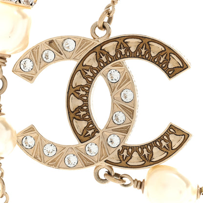 Chanel Pearl Beaded Crystal CC Long Necklace Gold Multi 4 of 6