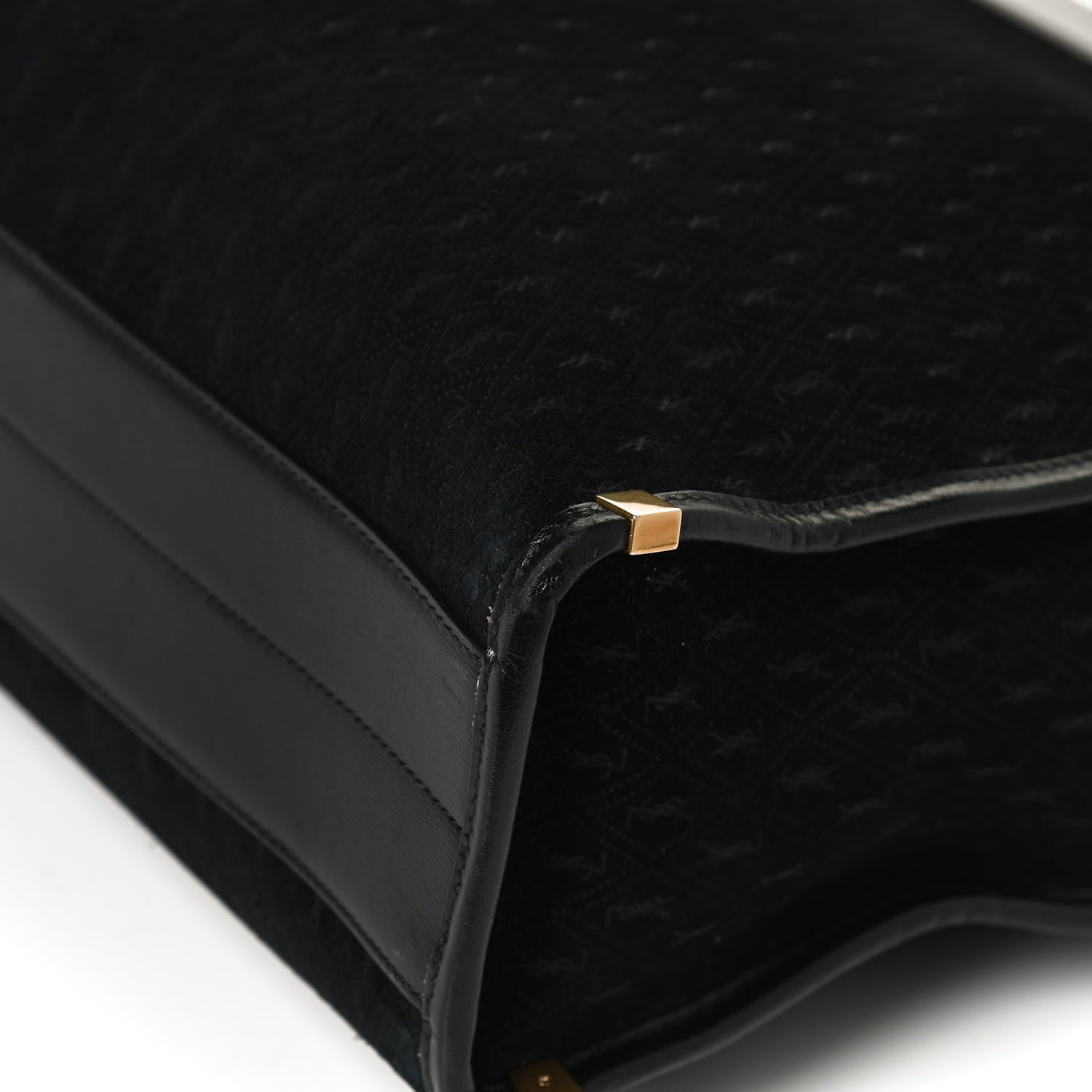 Saint Laurent Suede All-Over Monogram Convertible Tote Black 8 of 11