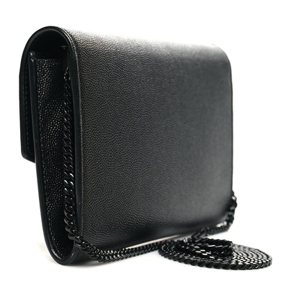 Saint Laurent Grain De Poudre Uptown Chain Wallet Black 3 of 12