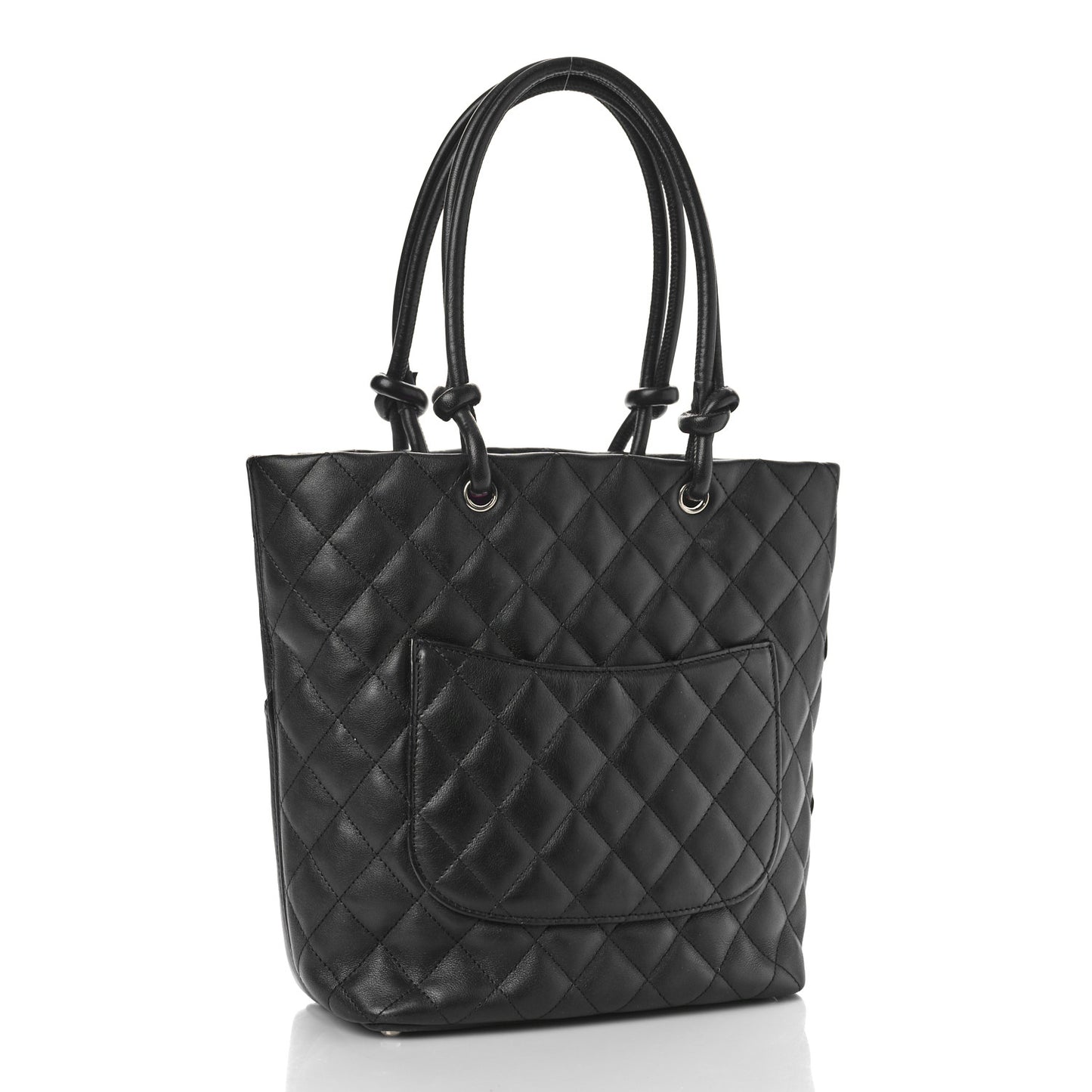 Calfskin Quilted Medium Cambon Tote Black