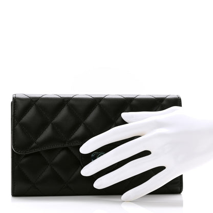 Chanel Lambskin Quilted Large Flap Wallet Black 2 of 8