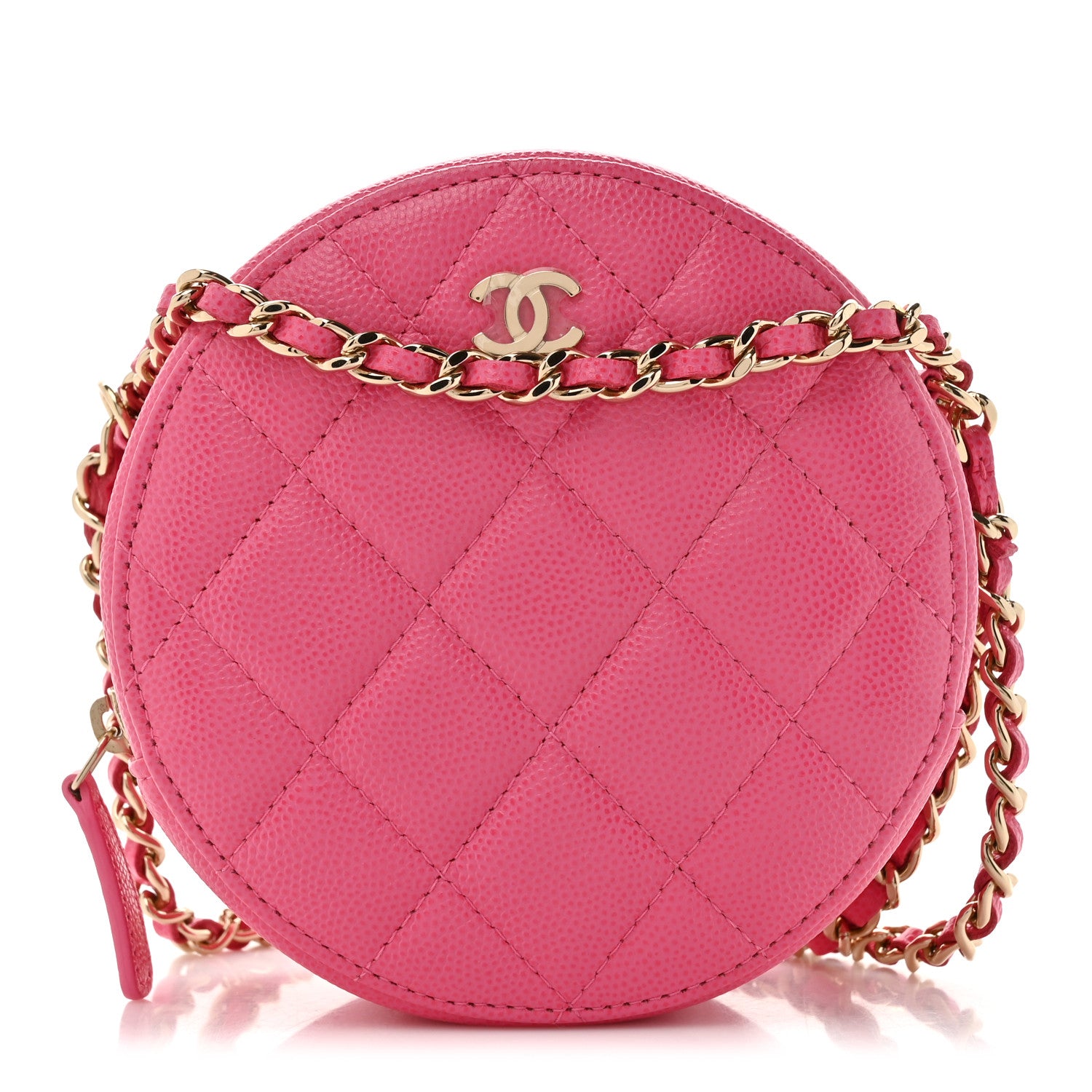 Chanel Caviar Quilted Round Clutch With Chain Pink 1 of 10