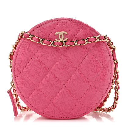 Chanel Caviar Quilted Round Clutch With Chain Pink 1 of 10