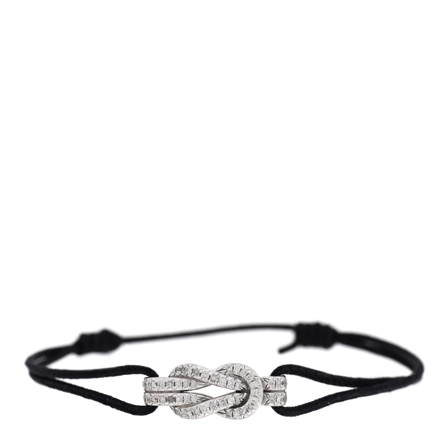 Sterling Silver Diamond Love Knot Cord Bracelet Black