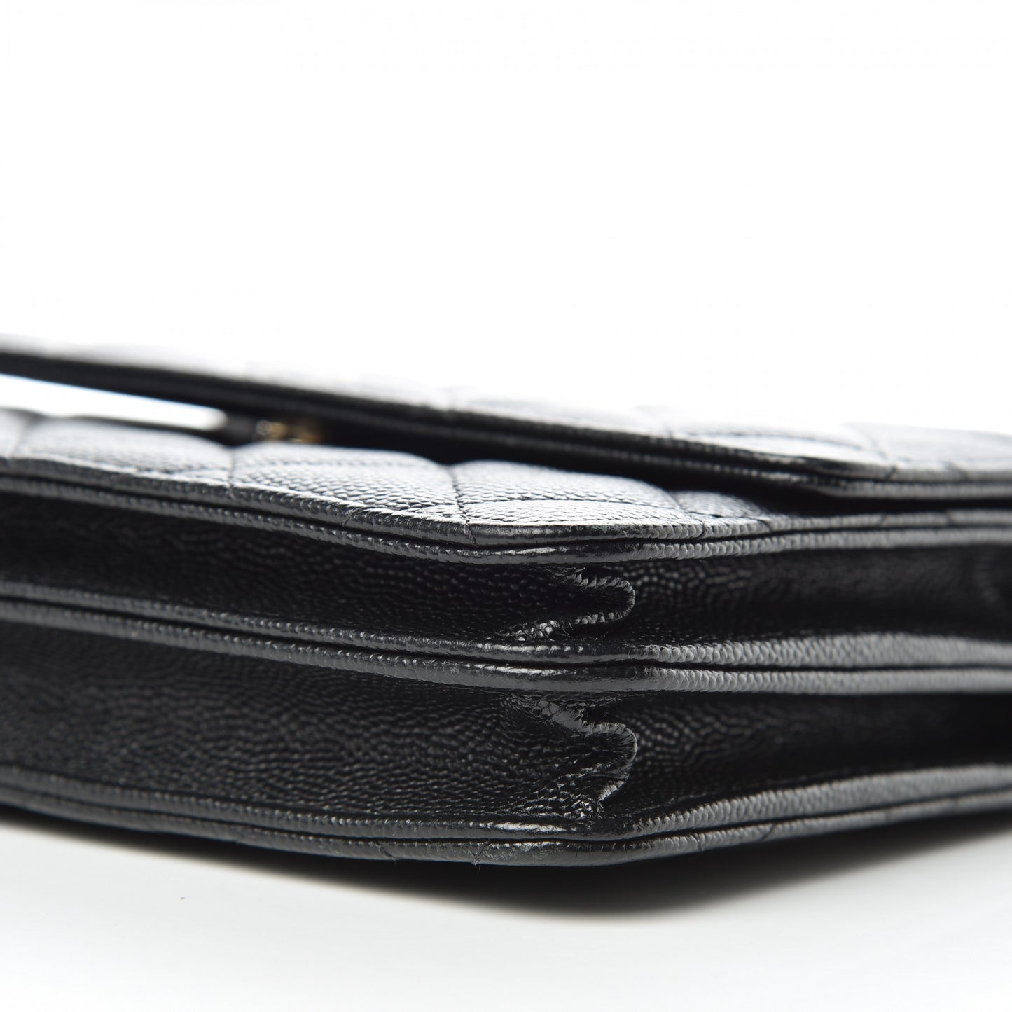 Caviar Quilted Square Wallet On Chain WOC Black