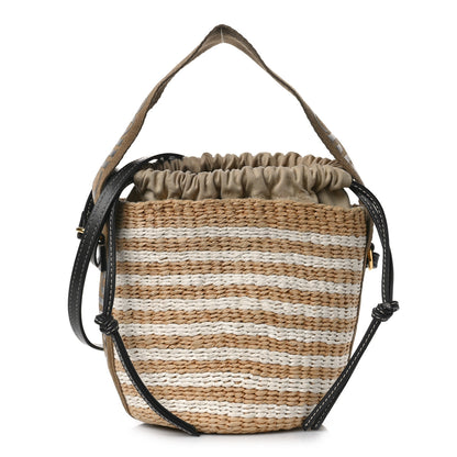 Chloe Raffia Calfskin Small Woody Striped Basket Bag Grove Brown 1 of 8