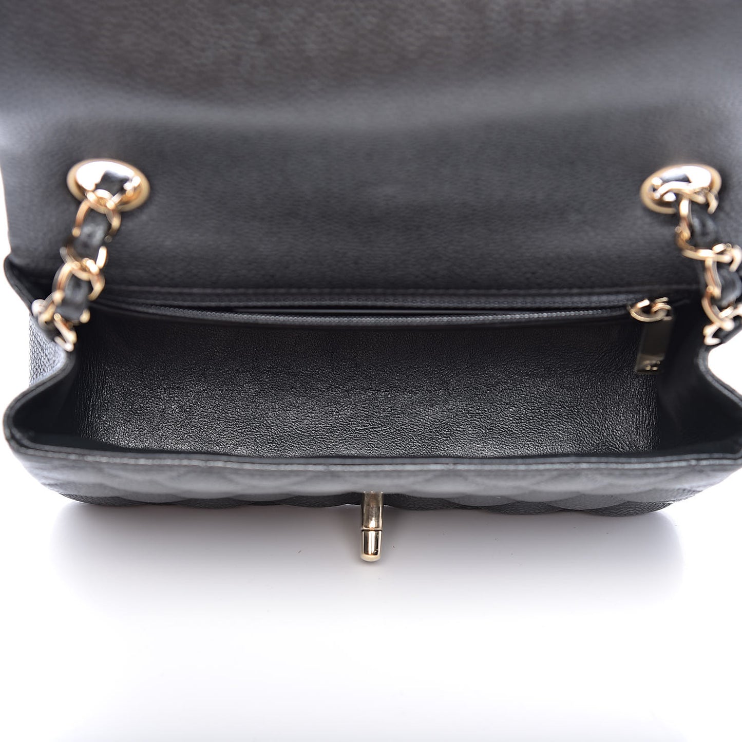 Caviar Quilted Mini Rectangular Flap Dark Grey