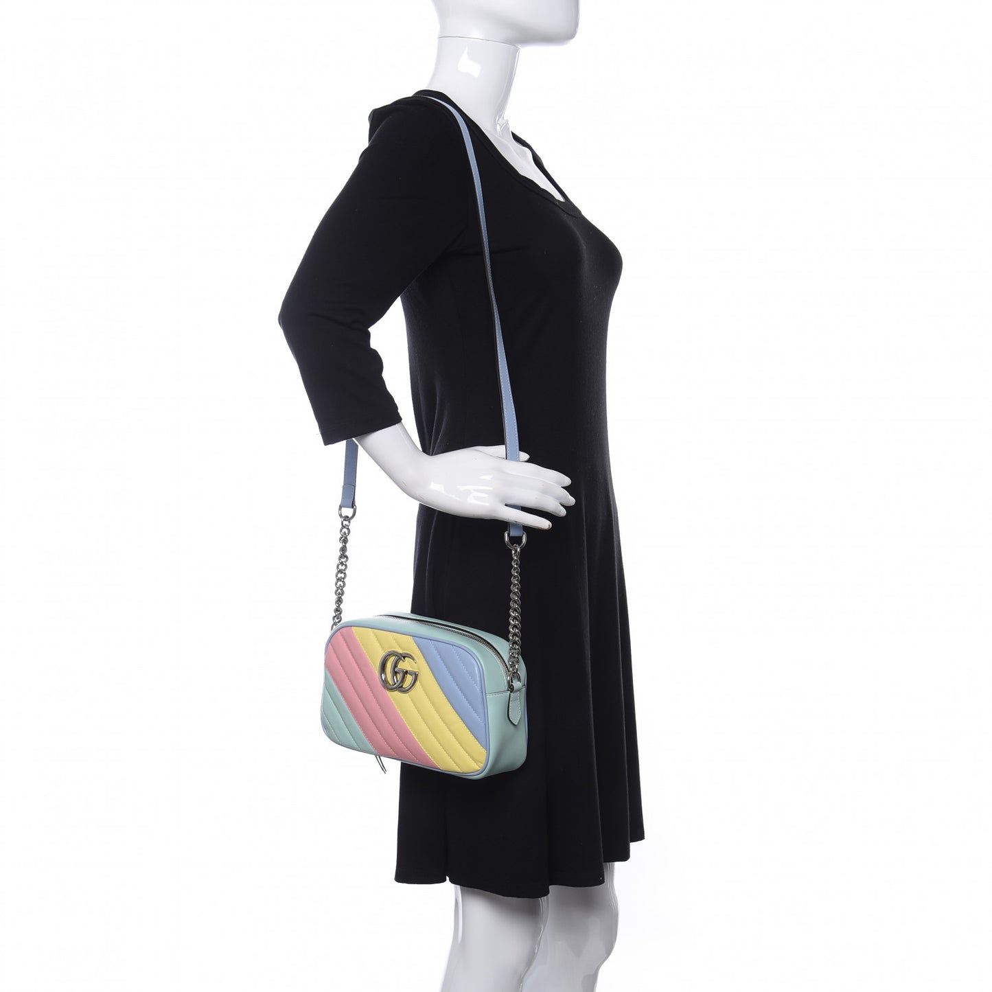 Calfskin Matelasse Diagonal Small GG Marmont Chain Shoulder Bag Multicolor Pastel