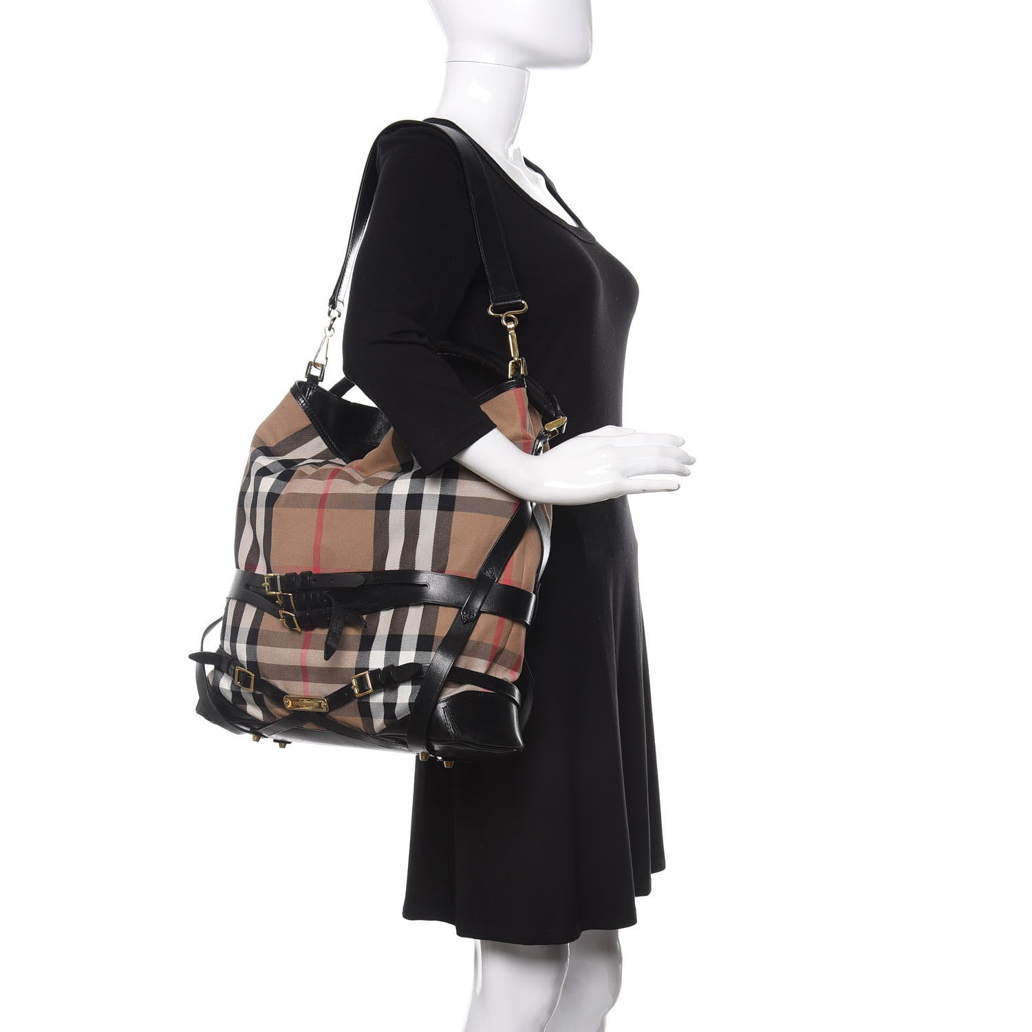 Burberry House Check Bridle Calfskin Medium Gosford Hobo Black 2 of 18