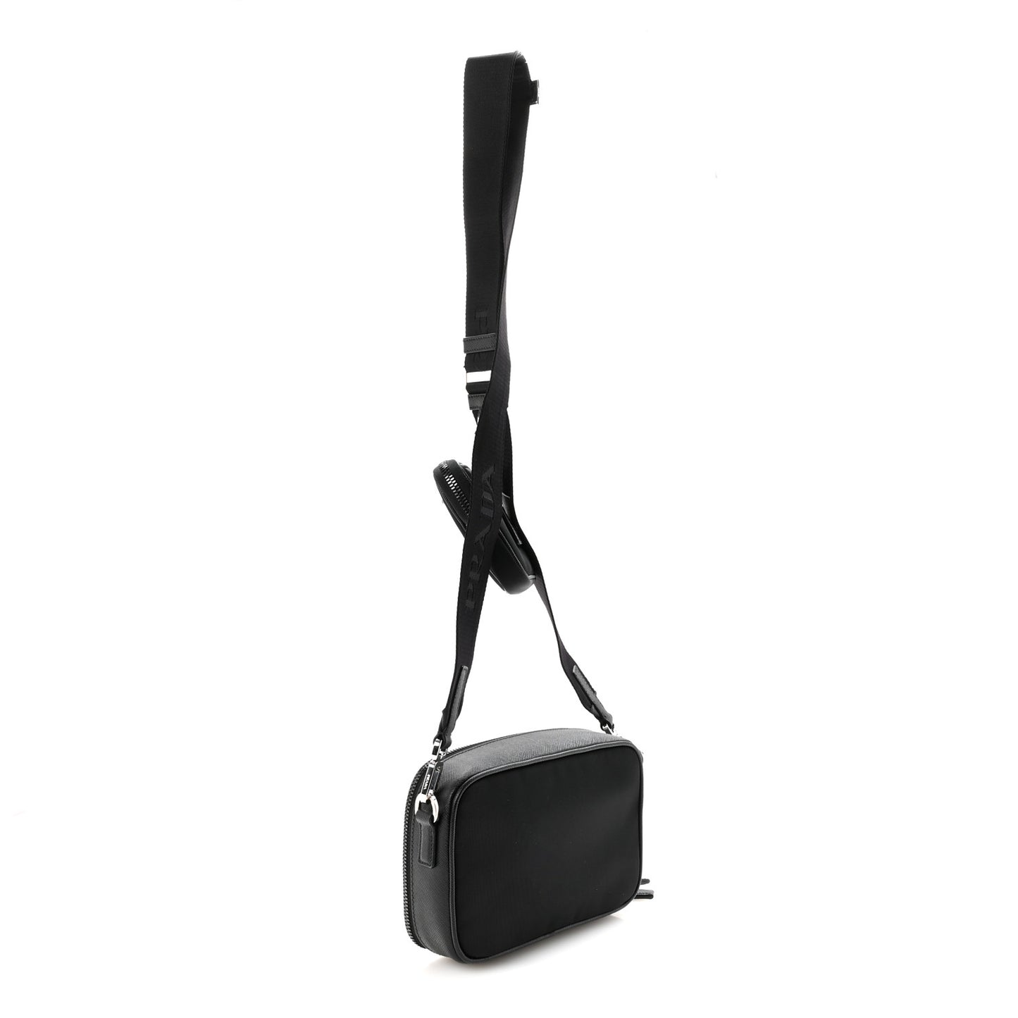 Re-Nylon Saffiano Travel Small Brique Crossbody Bag Black