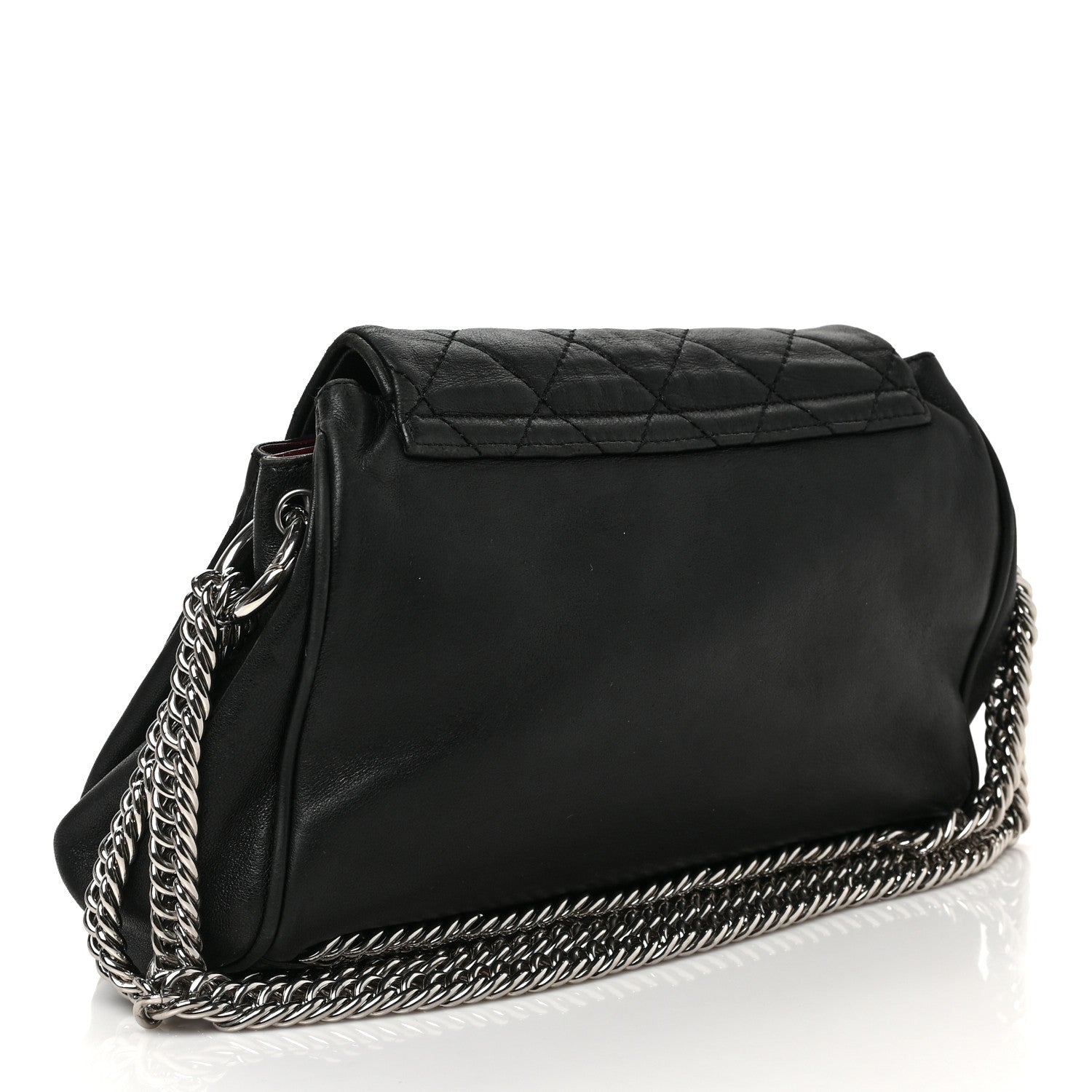 Chanel Washed Lambskin Quilted Bijoux Chain Accordion Flap Black 3 of 10
