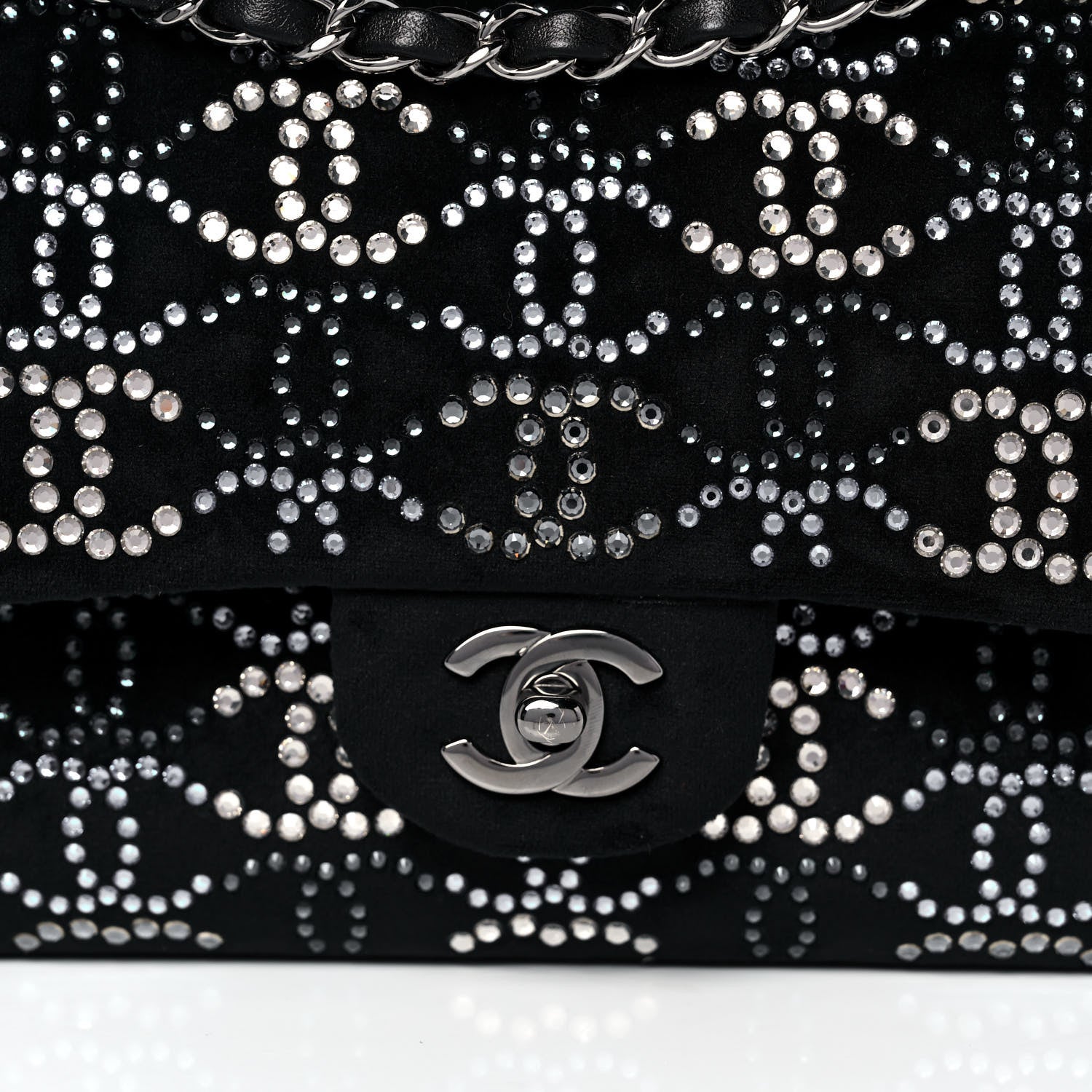 Chanel Velvet Crystal Medium Double Flap Black 8 of 12