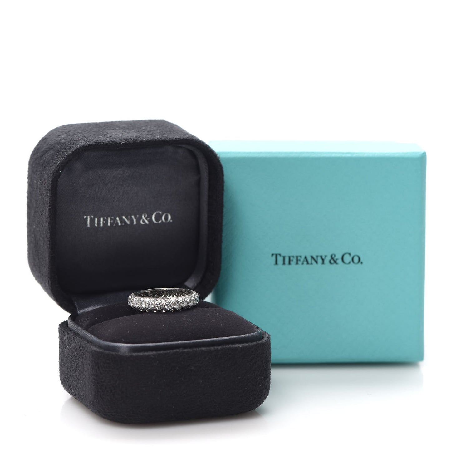 Platinum Diamond Etoile Three-Row Band Ring 46 3.75