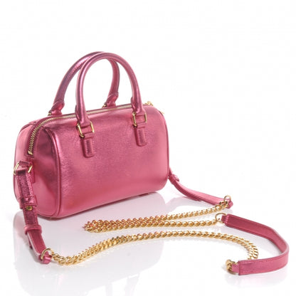 Saint Laurent Metallic Leather Classic Duffle Toy Pink 3 of 8