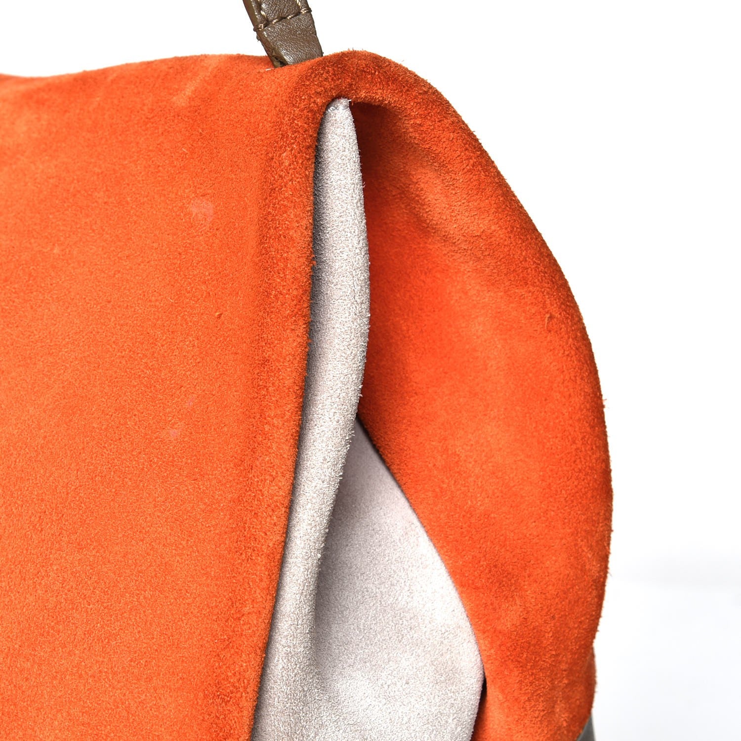 Celine Calfskin Suede All Soft Shoulder Bag Bright Orange Cement Olive 10 of 15