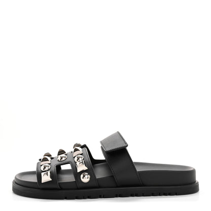 Hermes Calfskin Medor Studded Womens Chypre Sandals 36 Black 1 of 9