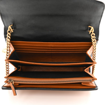 Gucci Vintage Effect Calfskin Matelasse Diagonal Torchon GG Marmont Chain Wallet Cognac 5 of 9