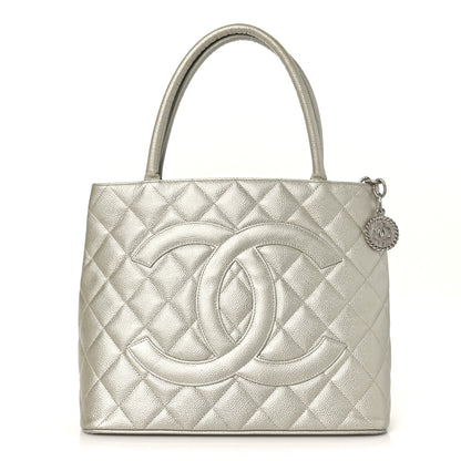 Chanel Metallic Caviar Quilted Medallion Tote Silver 1 of 9