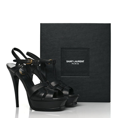 Saint Laurent Calfskin Tribute 105 Platform Sandals 39 Black 8 of 8