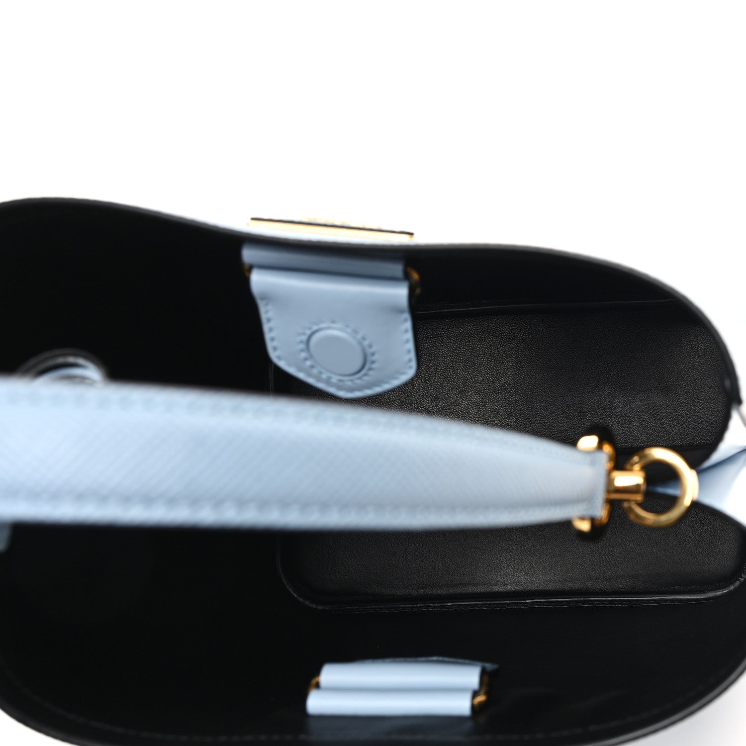 Prada Saffiano Cuir Calfskin Medium Panier Bucket Bag Astrale Blue 5 of 9