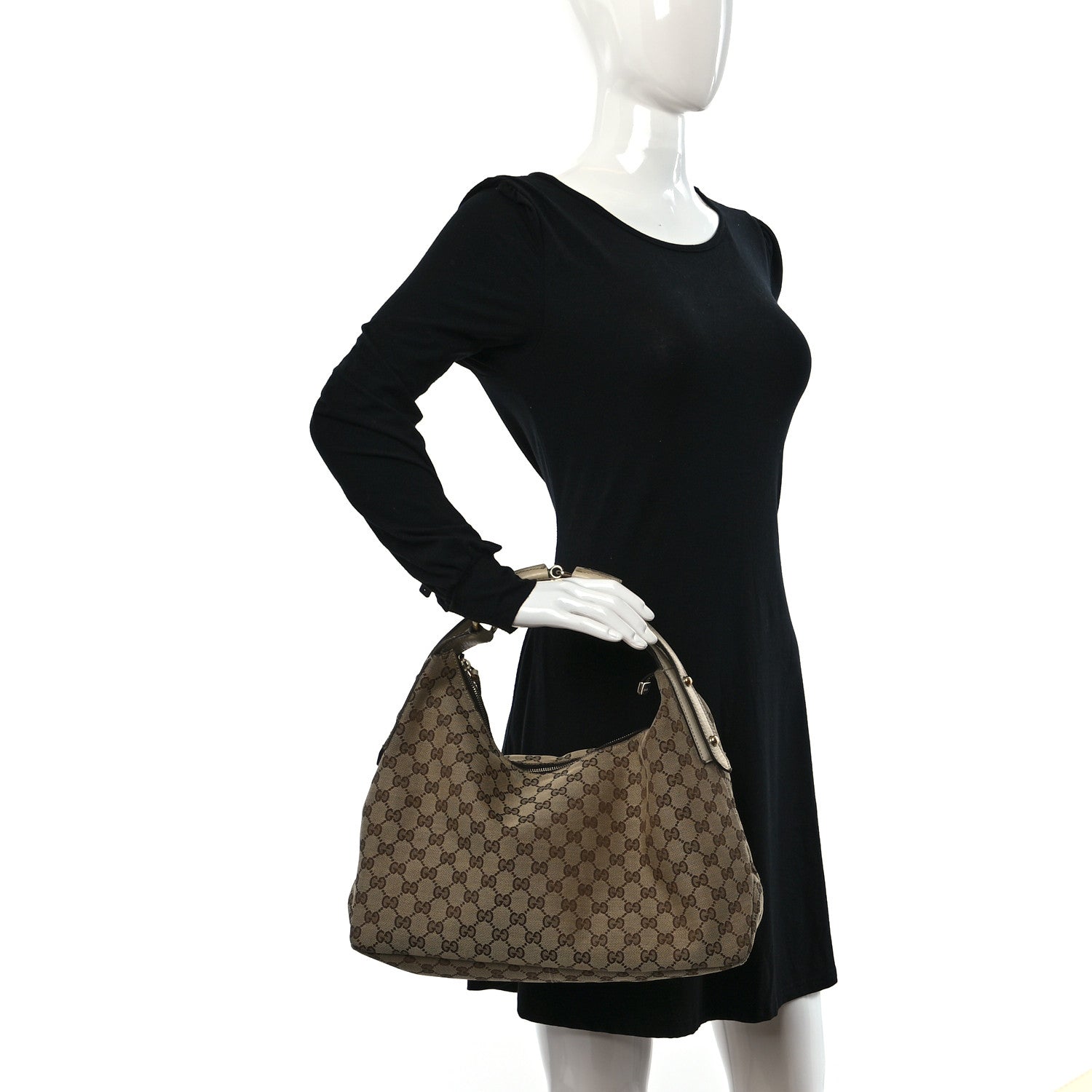 Gucci Monogram Medium Horsebit Chain Hobo Off White 2 of 12