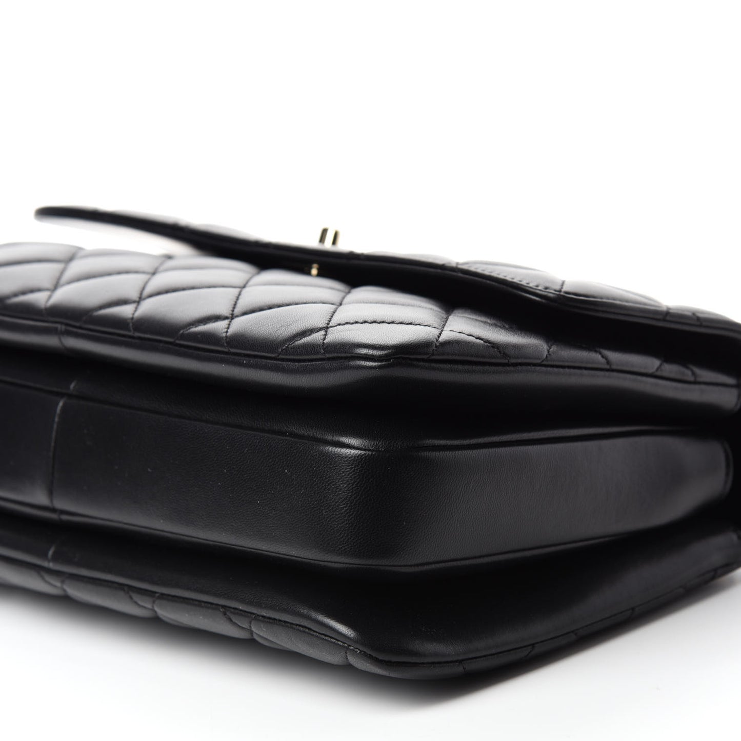 Lambskin Quilted Medium Trendy CC Flap Dual Handle Bag Black