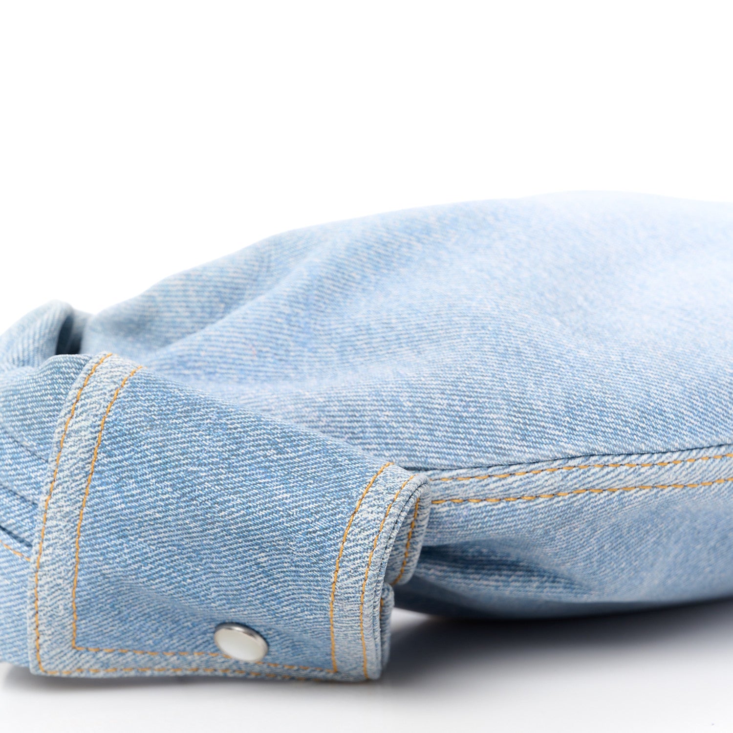 Bottega Veneta Printed Nubuck Denim Shirt Effect Mini Jodie Blue Washed Sunflower Pearl 9 of 10