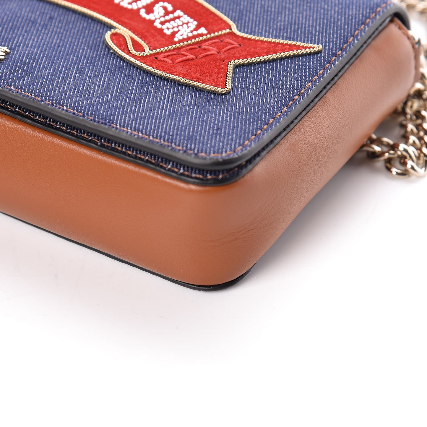 Denim Calfskin Crystal Sea Sex Sun Zoompouch Crossbody Navy Coconut