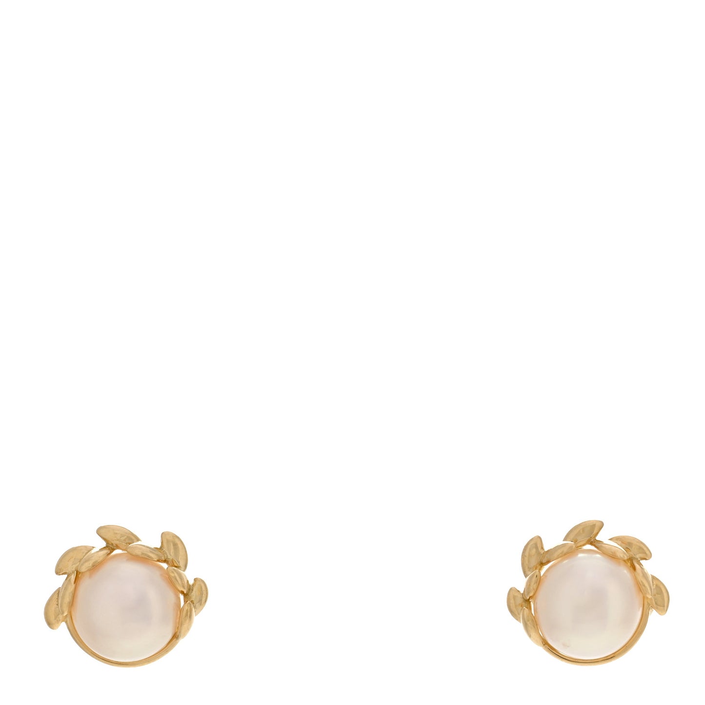 18K Yellow Gold Pearl Paloma Picasso Olive Leaf Earrings