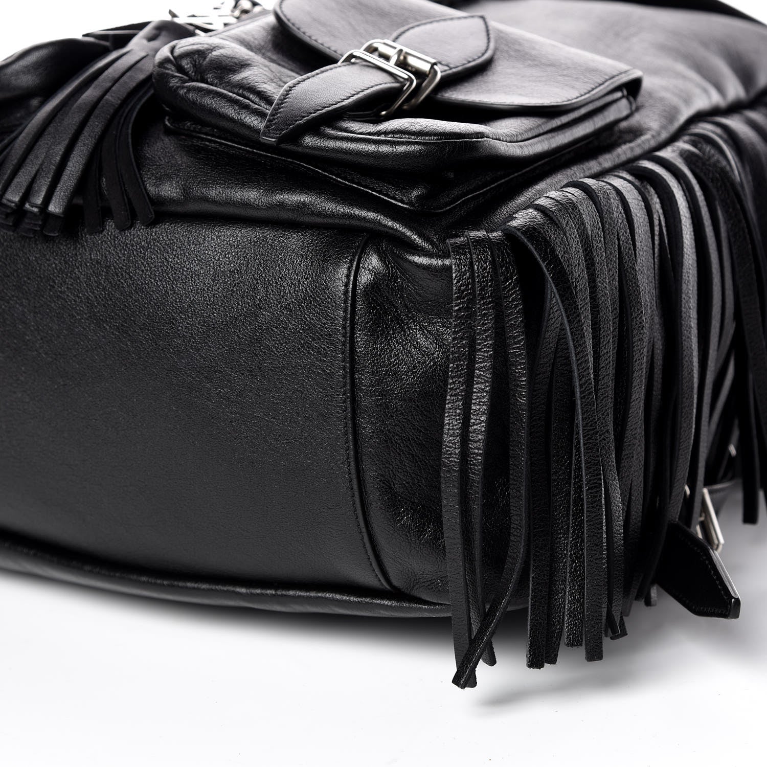 Saint Laurent Calfskin Fringe Festival Backpack Black 6 of 9