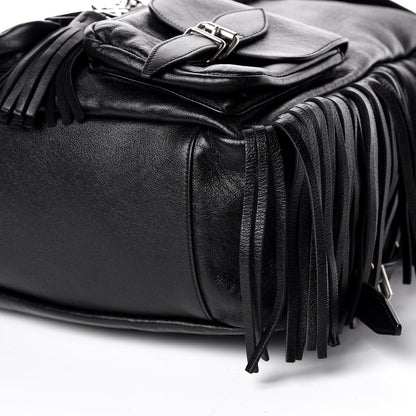 Saint Laurent Calfskin Fringe Festival Backpack Black 6 of 9