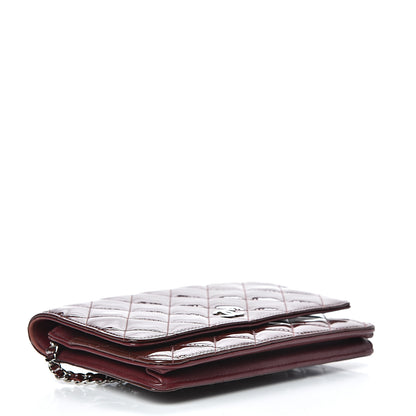 Chanel Patent Quilted Wallet On Chain WOC Burgundy 4 of 18