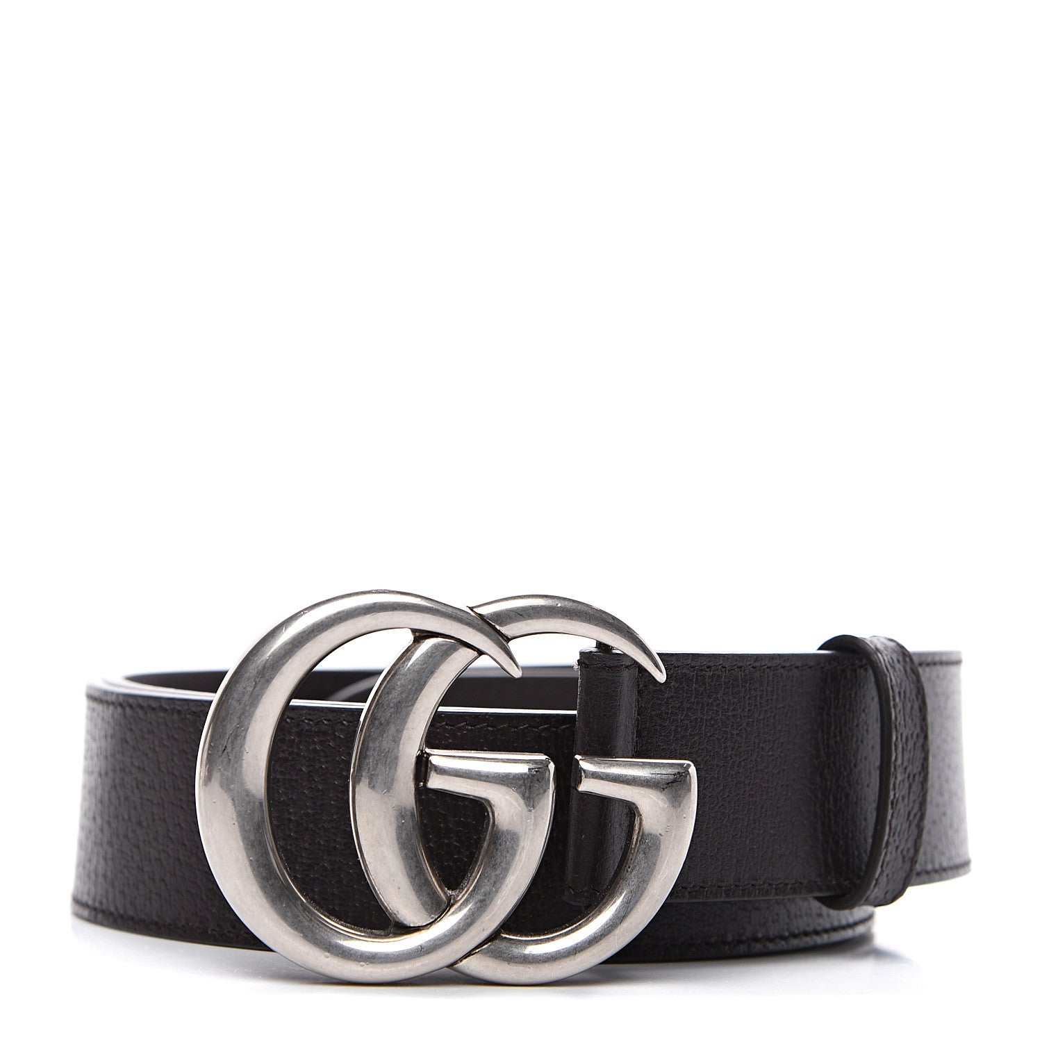 Gucci Textured Dollar Calfskin Nickel Double G 40mm Belt 100 40 Dark Cocoa 1 of 4