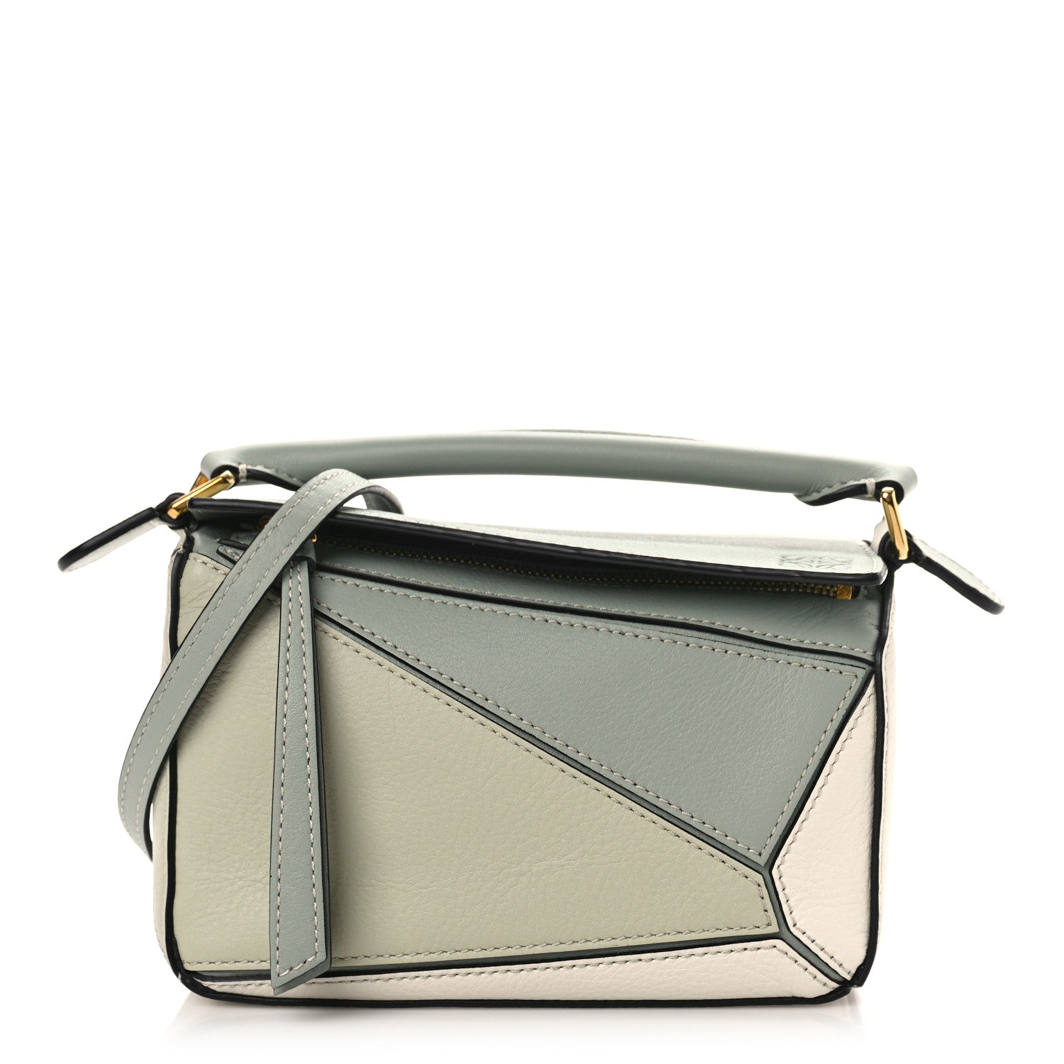 Loewe Calfskin Mini Puzzle Bag Ash Grey Marble Green 1 of 7