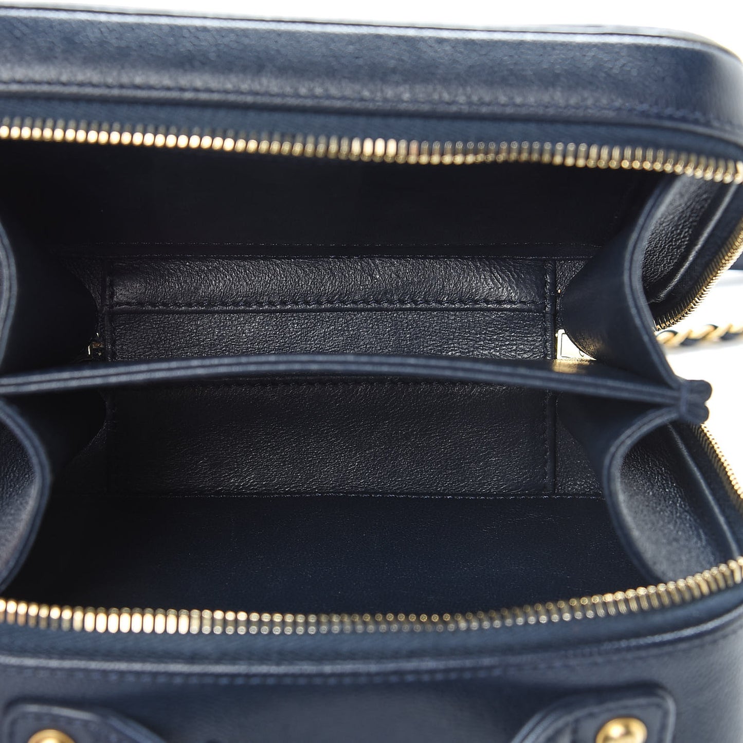Caviar Quilted Small CC Filigree Vanity Case Navy