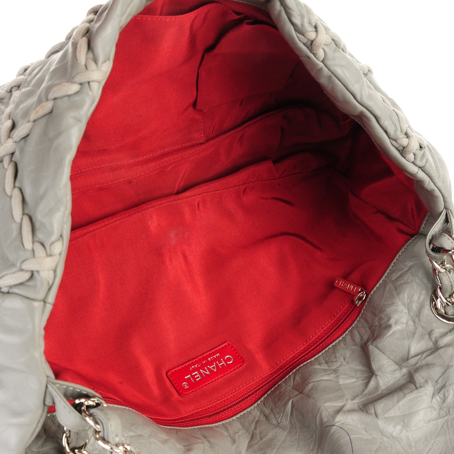 Calfskin Ultra Stitch Oversized Flap Grey