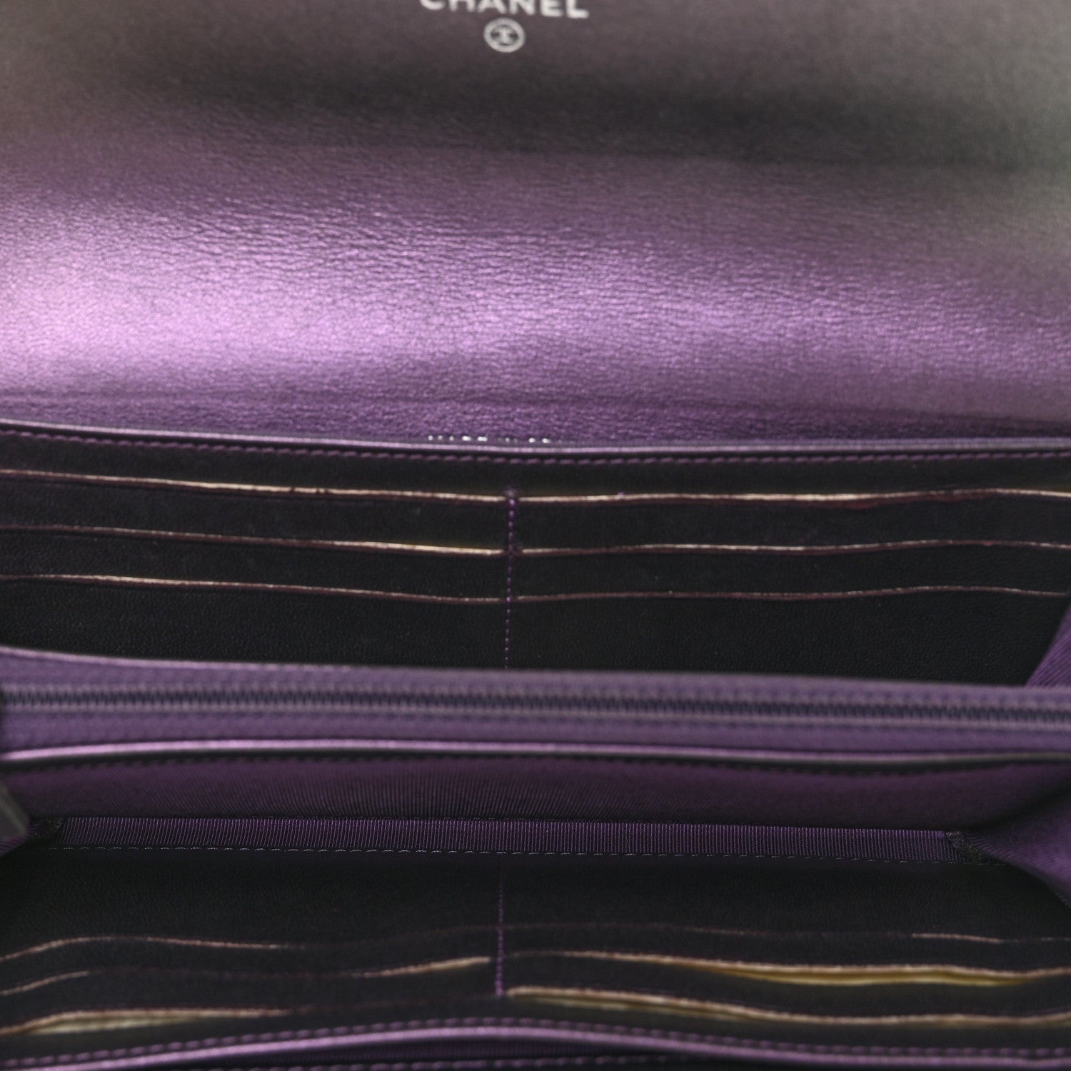 Chanel Iridescent Lambskin Quilted Large Gusset Flap Wallet Purple 5 of 10