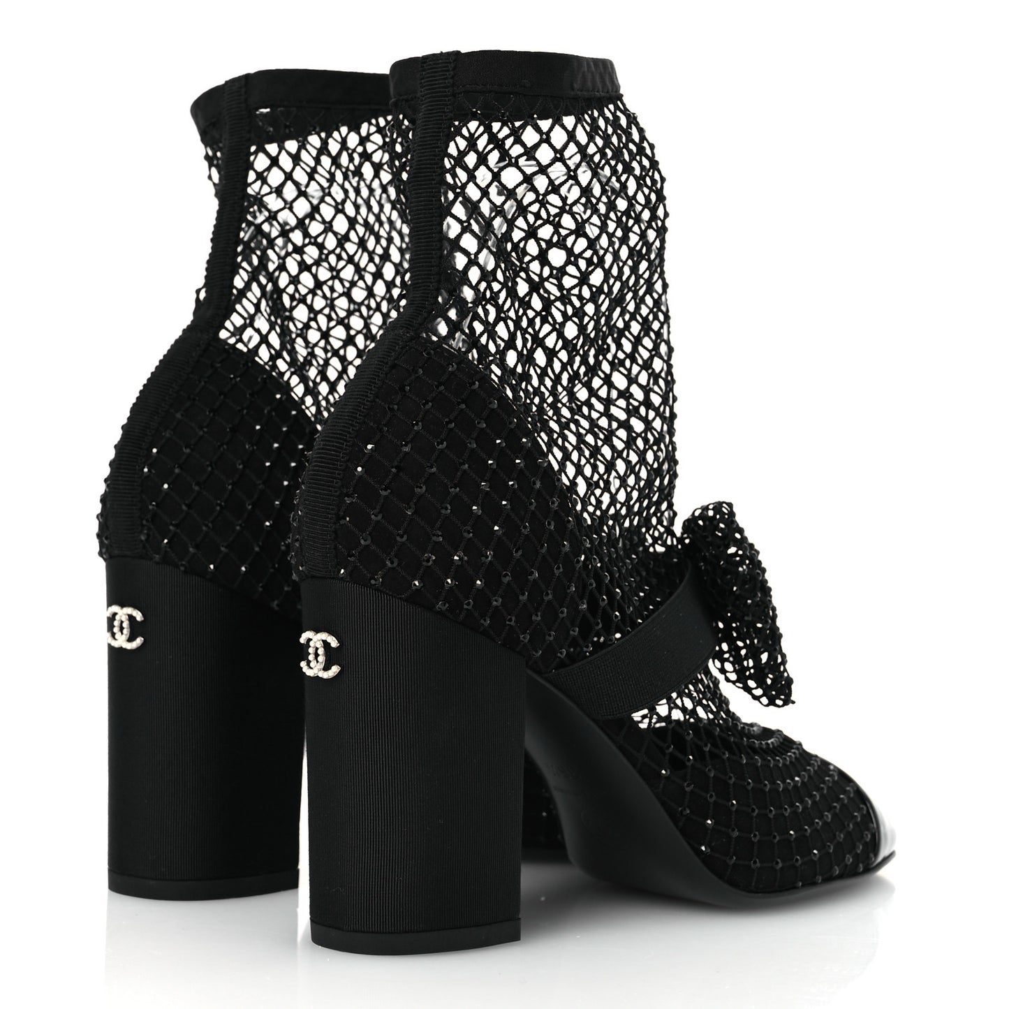 Resille Strass Kid Suede Patent Mary Jane Short Boots 36.5 Black