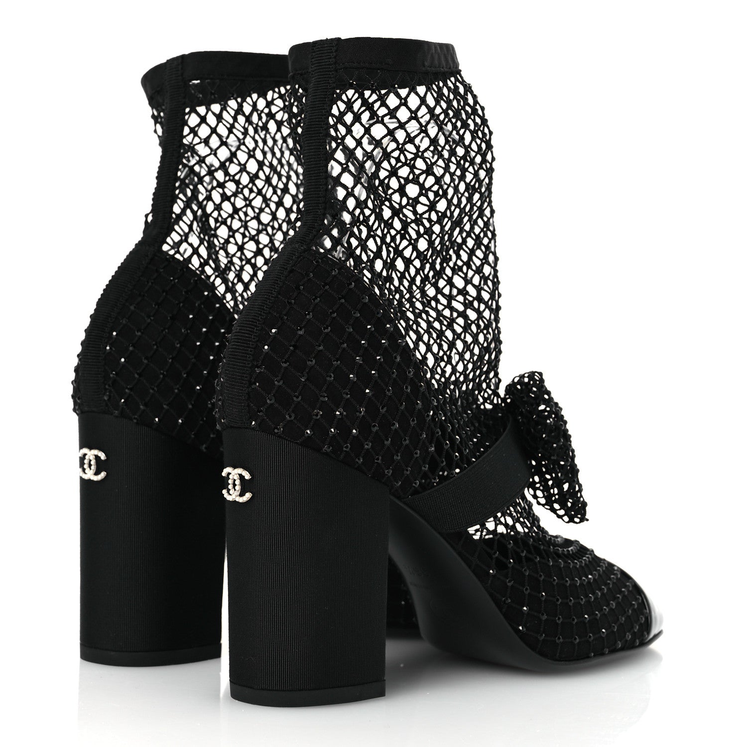 Chanel Resille Strass Kid Suede Patent Mary Jane Short Boots 36.5 Black 5 of 11