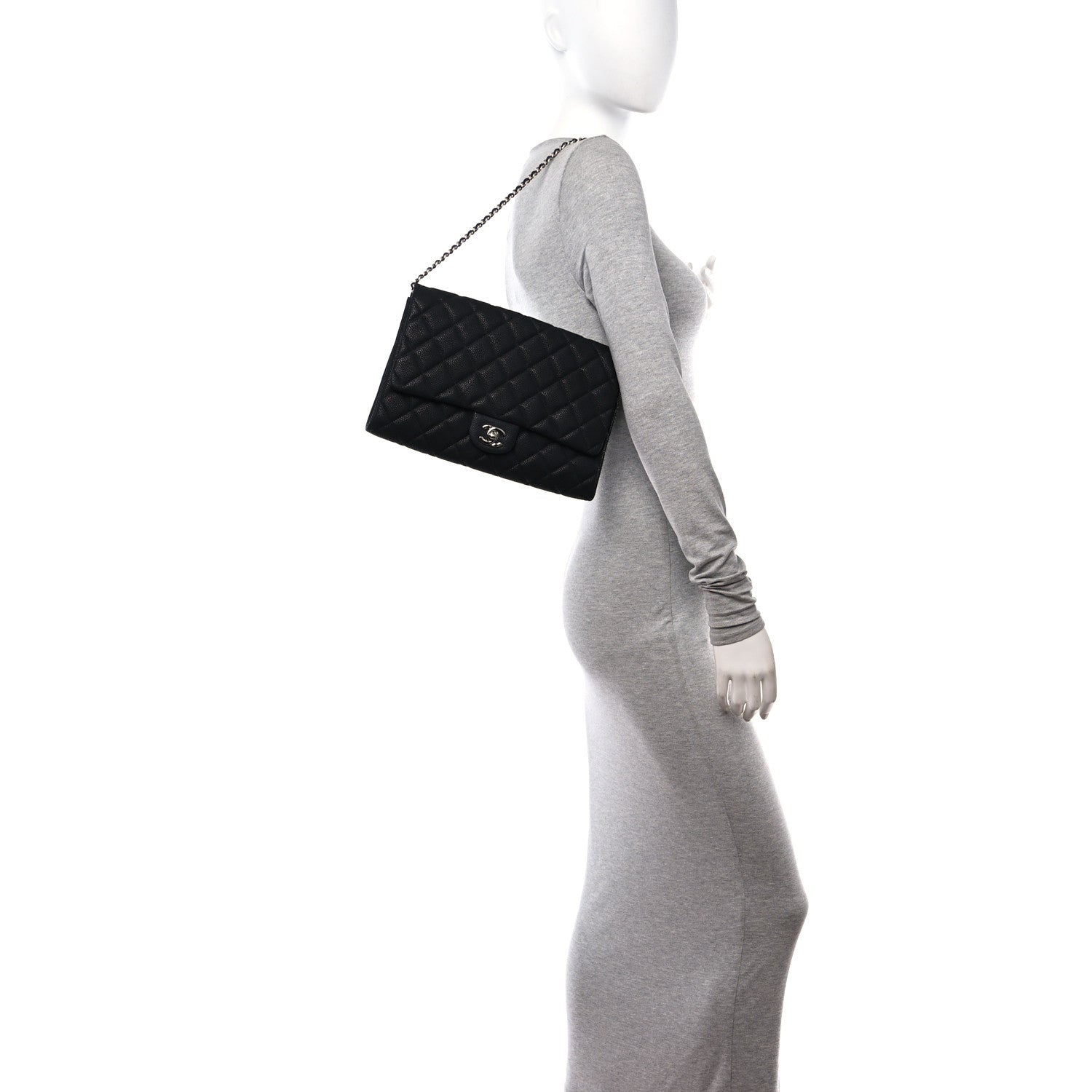 Chanel Iridescent Caviar Quilted Clutch With Chain Flap Black 2 of 13