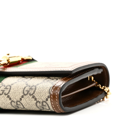 Gucci GG Supreme Monogram Azalea Calfskin Web Jackie 1961 Chain Wallet Beige Ebony Brown Sugar 10 of 10